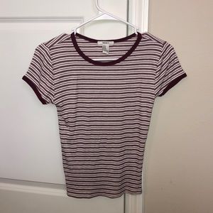 Striped Maroon and White Top